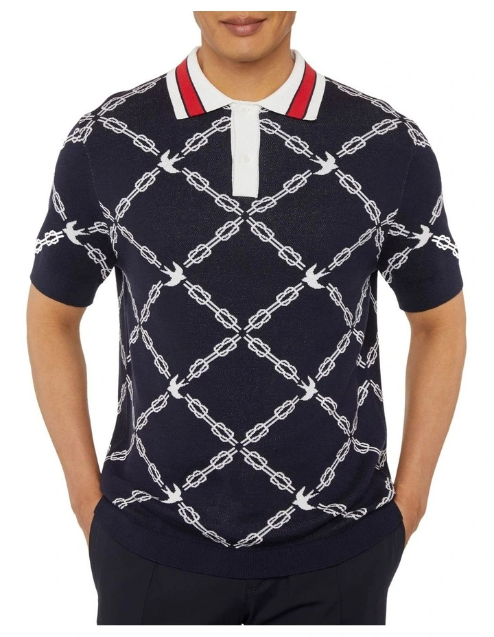 Jacquard Polo in Navy image 1