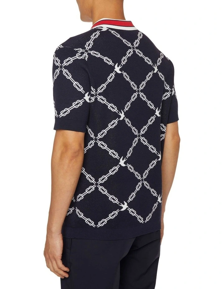 Jacquard Polo in Navy image 2