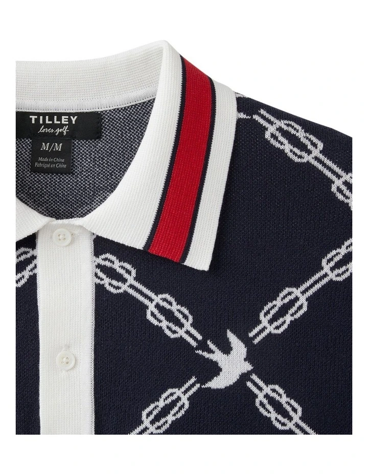 Jacquard Polo in Navy image 3