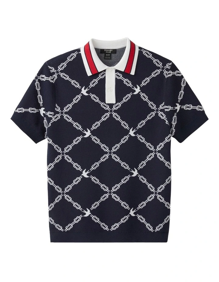 Jacquard Polo in Navy image 5