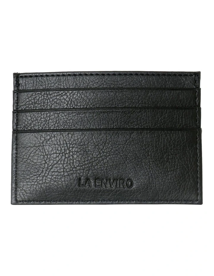 Avoca Minimalist Unisex Vegan Leather Card Holder in Black image 1