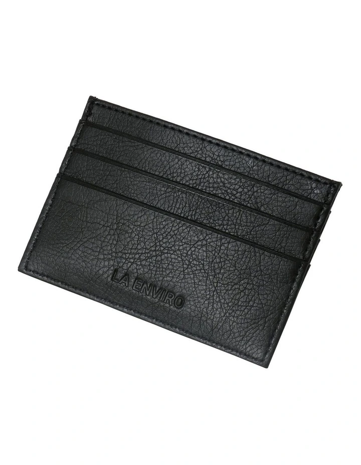 Avoca Minimalist Unisex Vegan Leather Card Holder in Black image 2