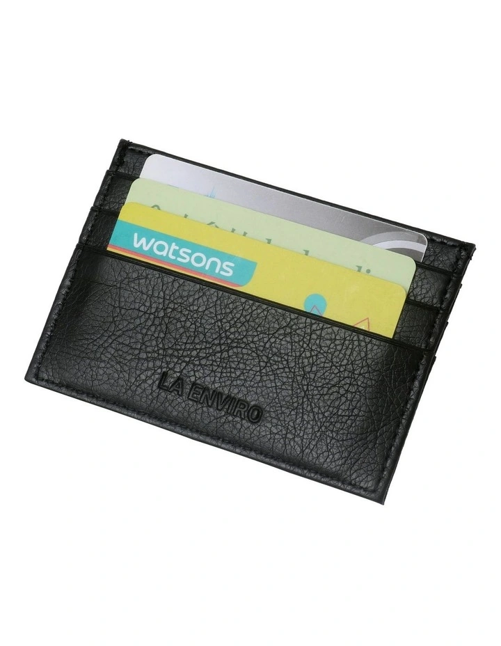 Avoca Minimalist Unisex Vegan Leather Card Holder in Black image 4