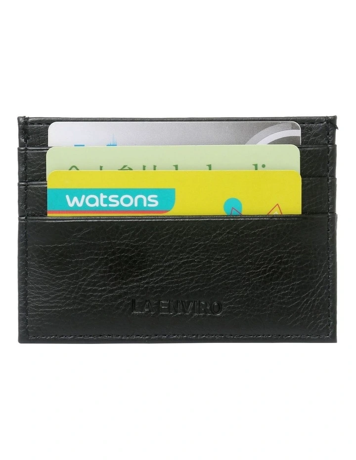 Avoca Minimalist Unisex Vegan Leather Card Holder in Black image 6