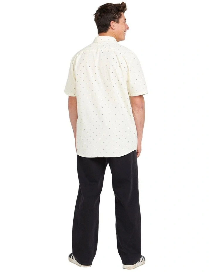 Honestone Woven Short Sleeve Shirt in Off White image 2
