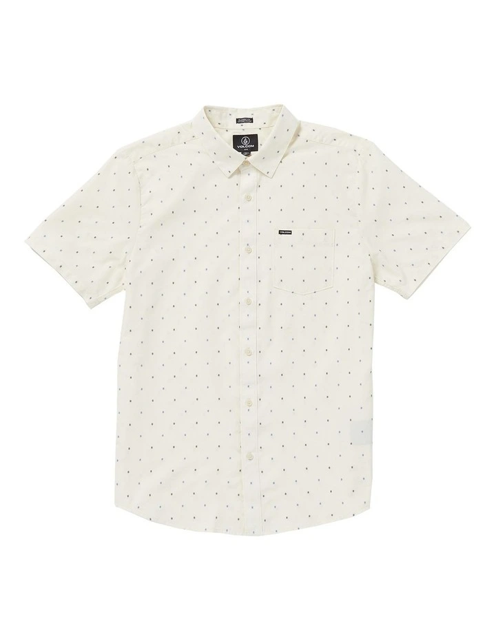Honestone Woven Short Sleeve Shirt in Off White image 3