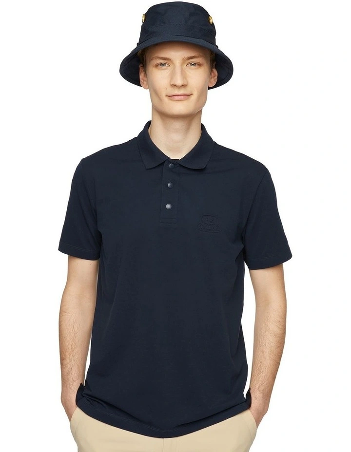 Pique Polo With 3d Logo in Navy image 1