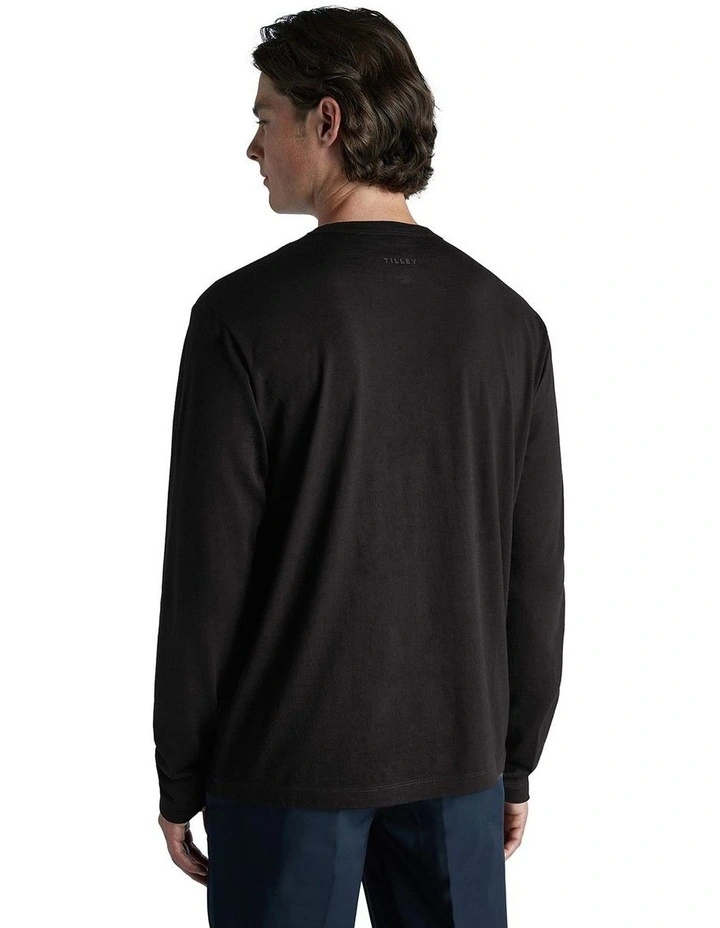 Merino Long Sleeve Tee in Black image 2