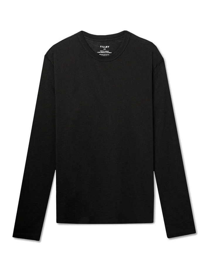 Merino Long Sleeve Tee in Black image 4