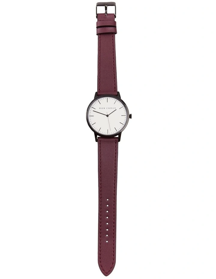 Classic Burgundy Grape Vegan Leather Watch 38mm in Noir image 2
