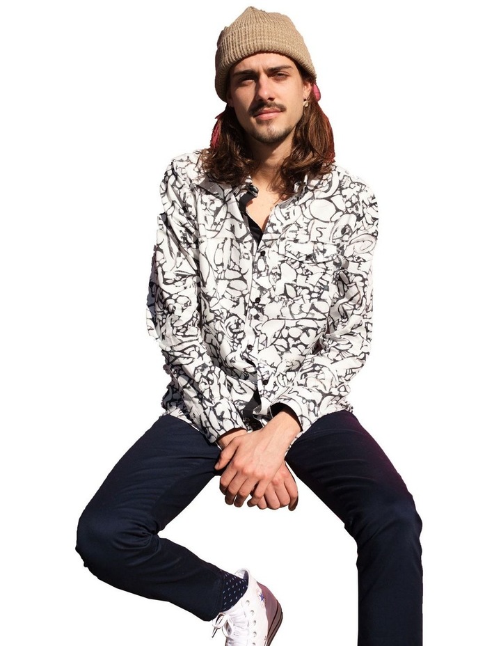 Hew Relaxed Shirt in Black & White Print