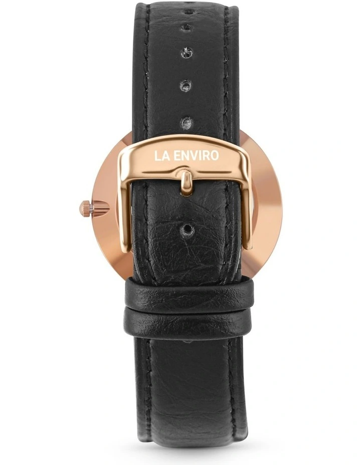 Pineapple Leather Rose Gold Black Strap Marble 40 mm Watch image 3