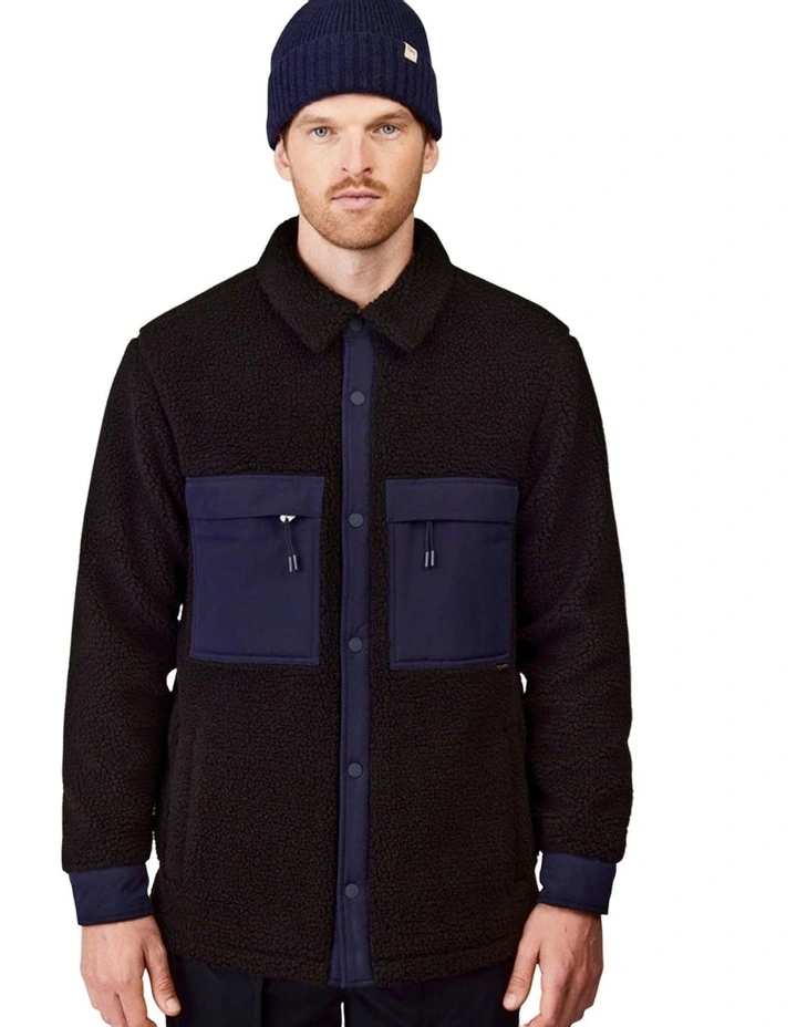 Two Tone Sherpa Jacket in Black/Navy image 1