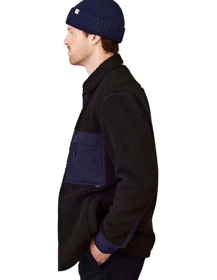 Two Tone Sherpa Jacket in Black/Navy image 3