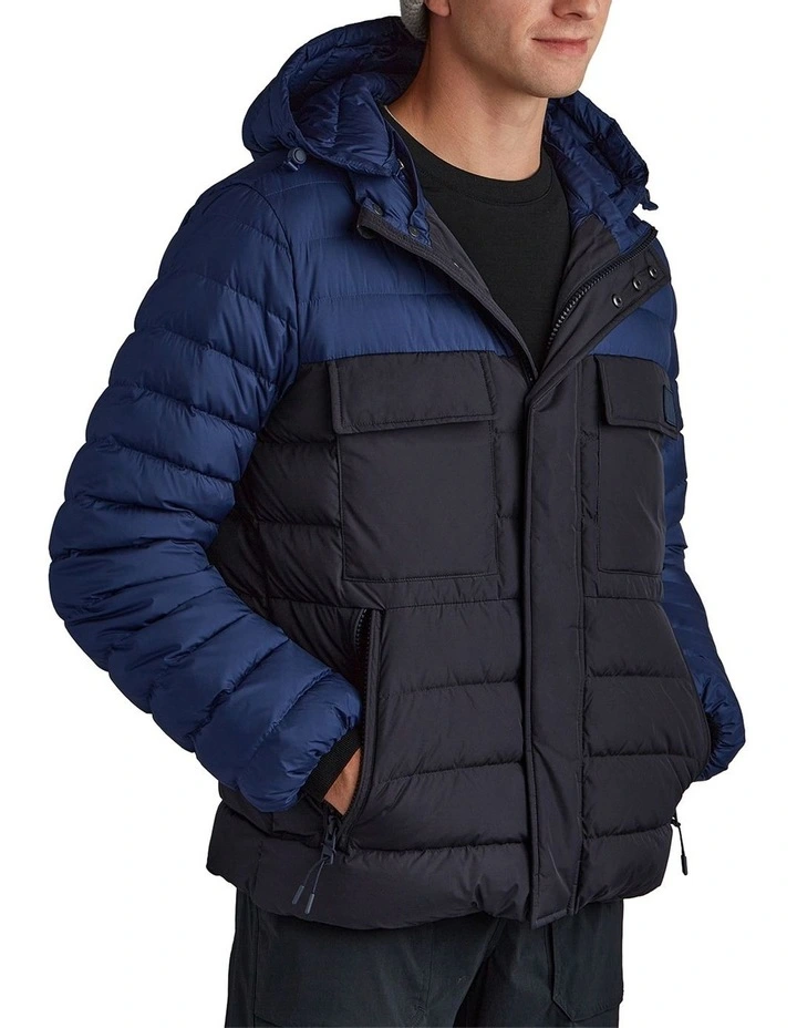2 Tone Puffer Jacket in Deep Blue image 3