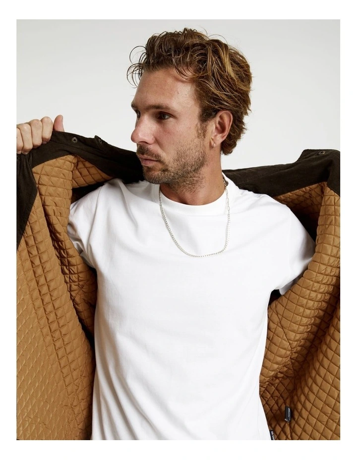 Quilted Cord Jacket in Brown image 3