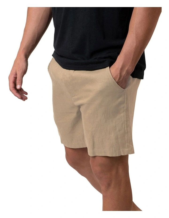 Linen Shorts in Camel image 3