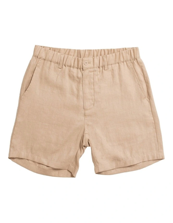 Linen Shorts in Camel image 4