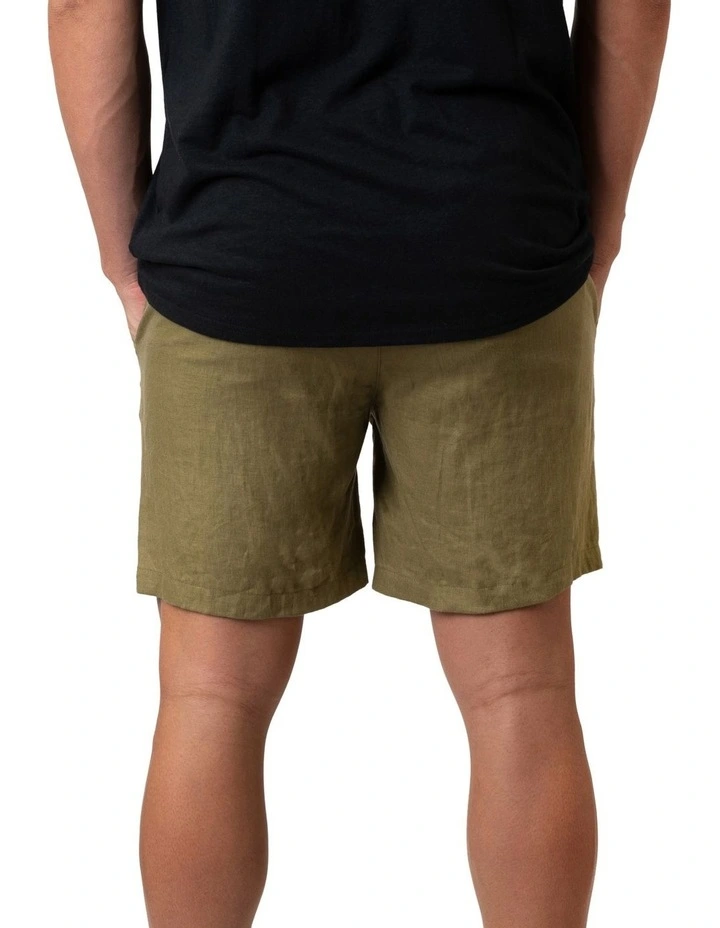 Linen Shorts in Khaki image 2
