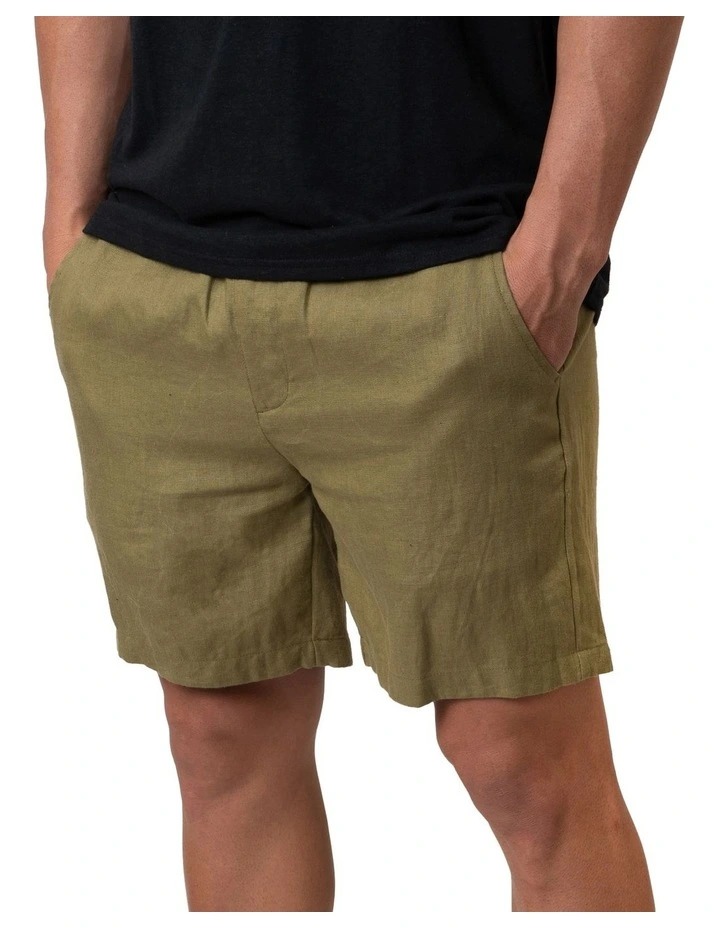 Linen Shorts in Khaki image 3