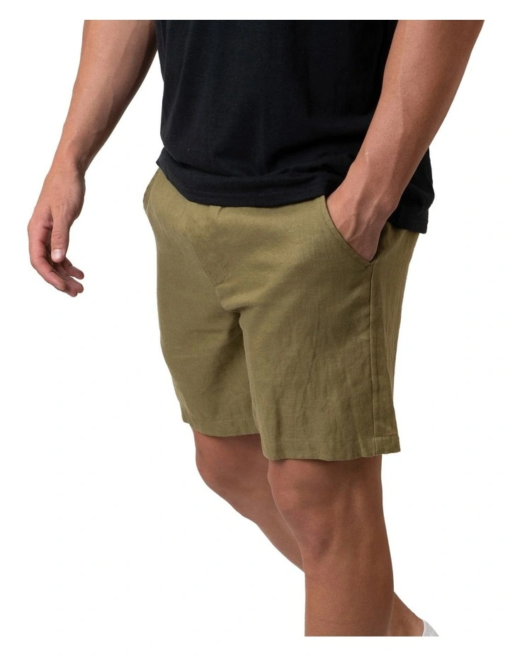 Linen Shorts in Khaki image 4