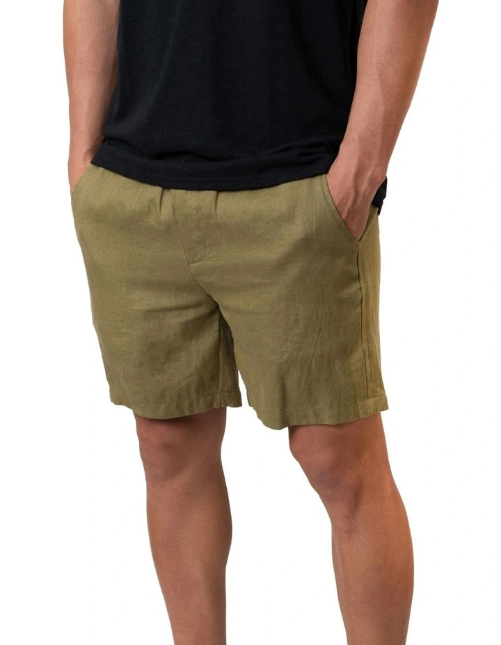 Linen Shorts in Khaki image 5