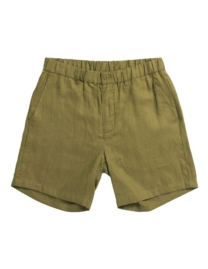 Linen Shorts in Khaki image 6