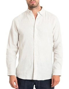 Long Sleeve Linen Shirt in Natural