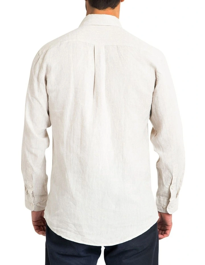 Long Sleeve Linen Shirt in Natural image 2