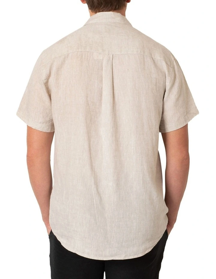 Short Sleeve Linen Shirt in Natural image 2