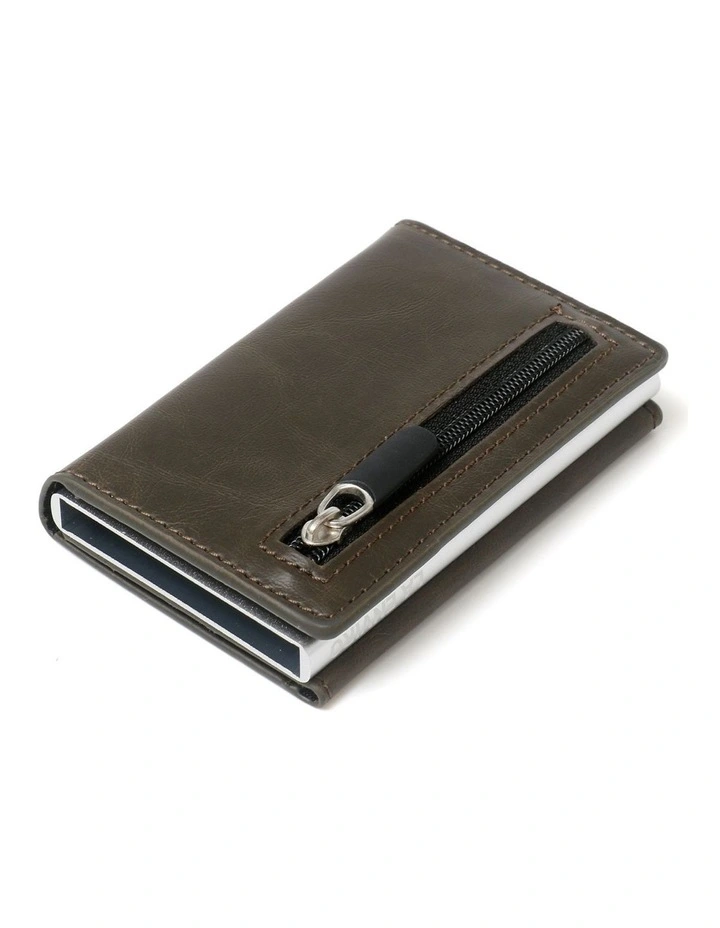 Leura Minimalist Unisex Vegan Leather Coin Pocket Wallet in Olive image 2