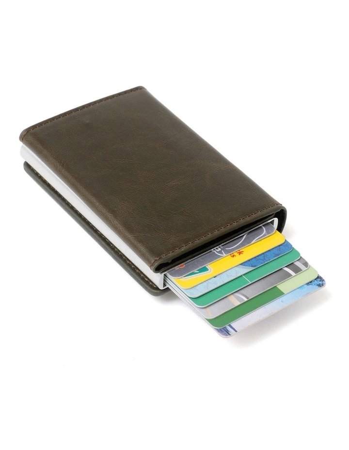 Leura Minimalist Unisex Vegan Leather Coin Pocket Wallet in Olive image 5