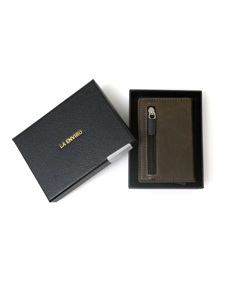 Leura Minimalist Unisex Vegan Leather Coin Pocket Wallet in Olive image 7