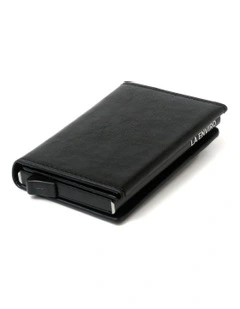 Leura Minimalist Unisex Vegan Leather Coin Pocket Wallet in Black