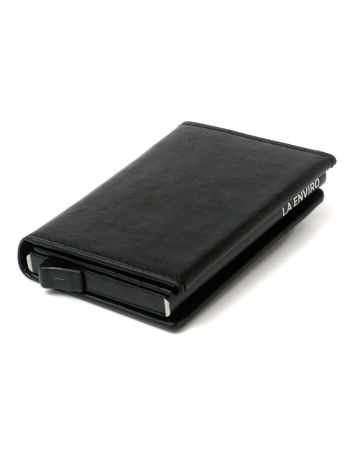 Leura Minimalist Unisex Vegan Leather Coin Pocket Wallet in Black image 1