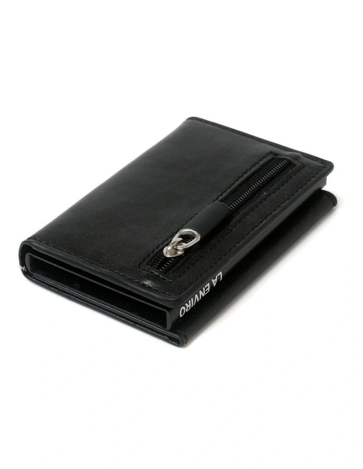 Leura Minimalist Unisex Vegan Leather Coin Pocket Wallet in Black image 2