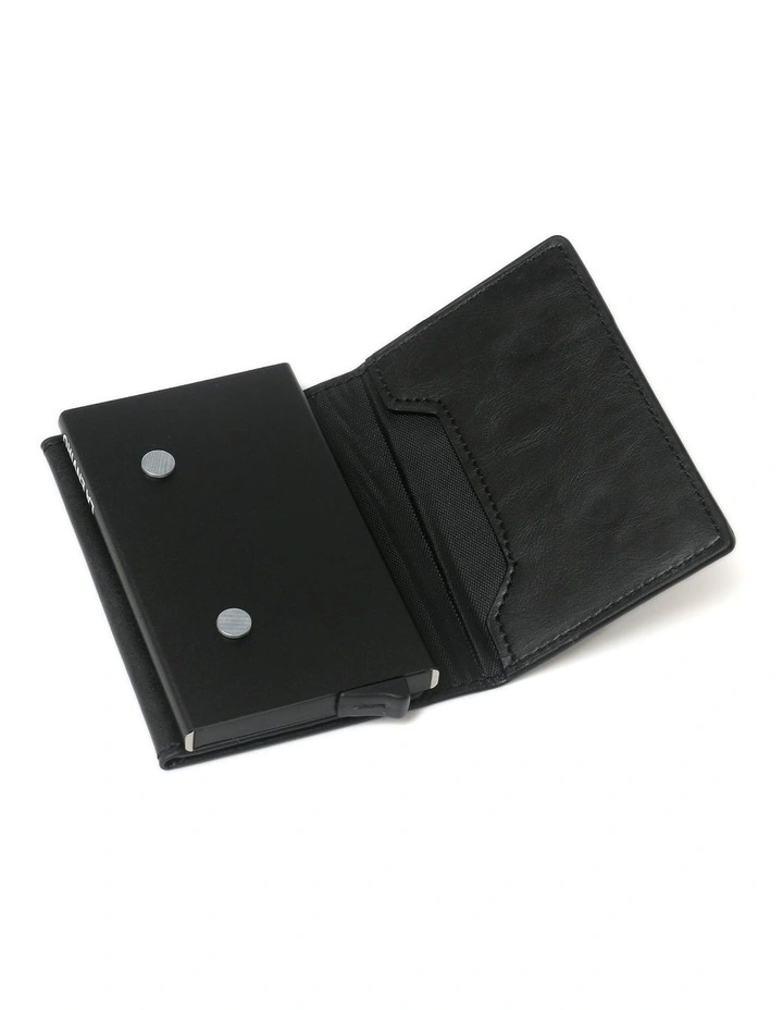 Leura Minimalist Unisex Vegan Leather Coin Pocket Wallet in Black image 3