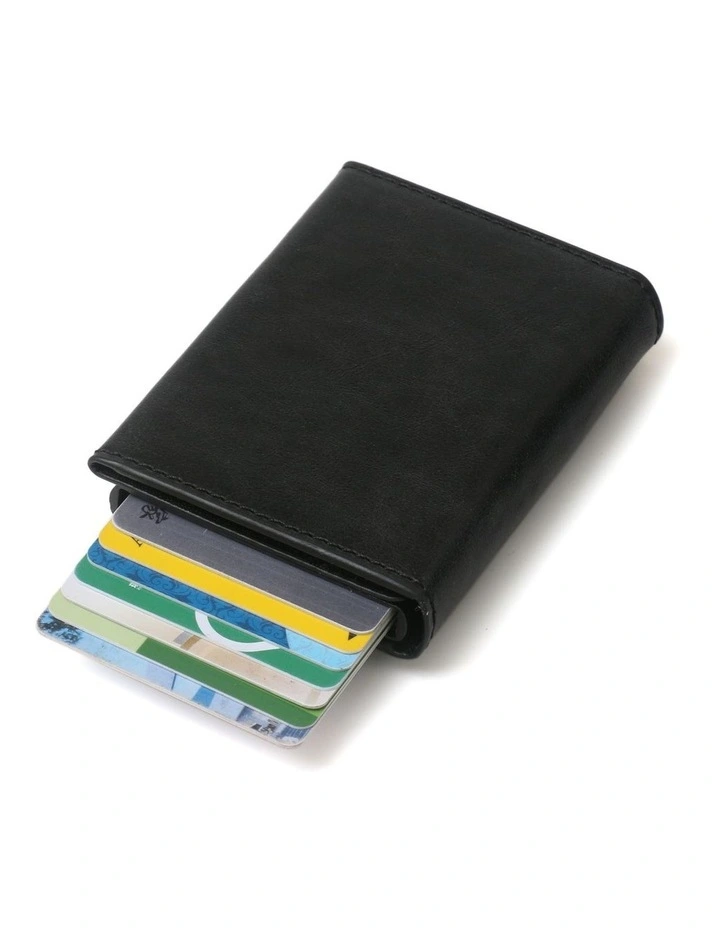 Leura Minimalist Unisex Vegan Leather Coin Pocket Wallet in Black image 4