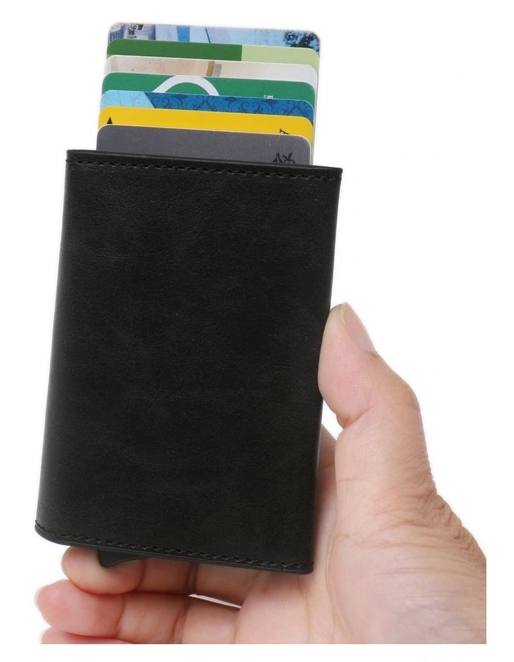 Leura Minimalist Unisex Vegan Leather Coin Pocket Wallet in Black image 5