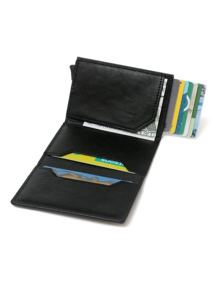 Leura Minimalist Unisex Vegan Leather Coin Pocket Wallet in Black image 6