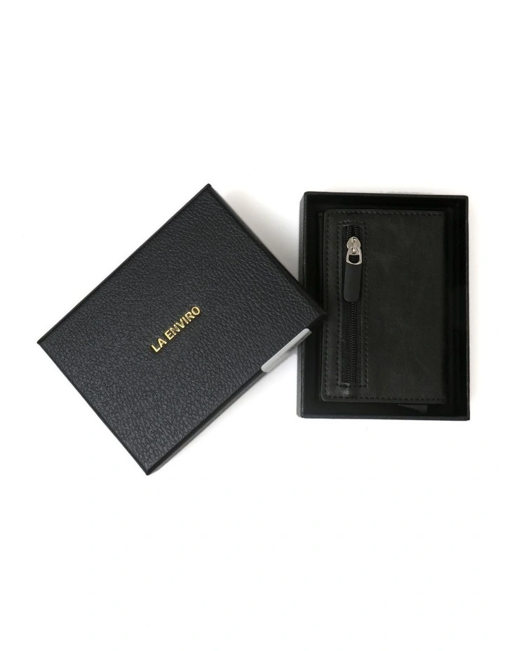 Leura Minimalist Unisex Vegan Leather Coin Pocket Wallet in Black image 7