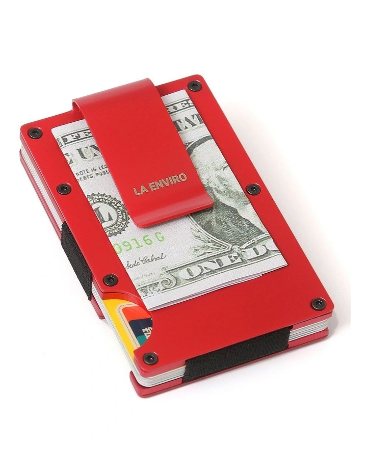 Minimalist Unisex Metal Wallet in Red image 4