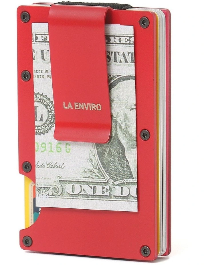 Minimalist Unisex Metal Wallet in Red image 5