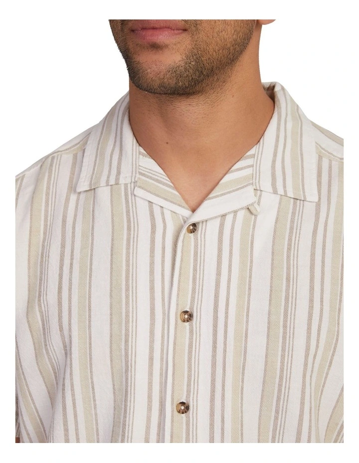 Beat Stripe Shirt in Natural image 4