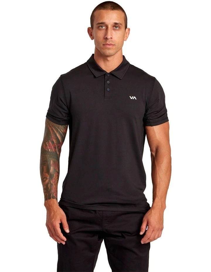 VA Sport Vent Technical Polo Shirt in Black image 1