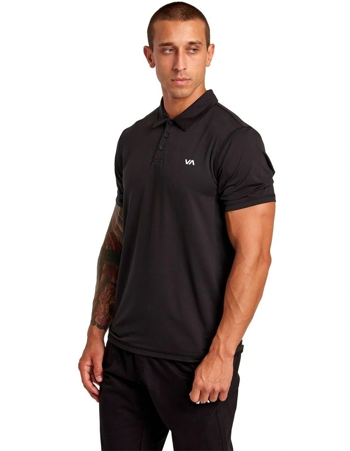 VA Sport Vent Technical Polo Shirt in Black image 3