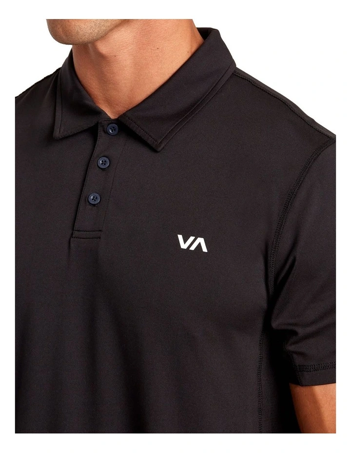 VA Sport Vent Technical Polo Shirt in Black image 4