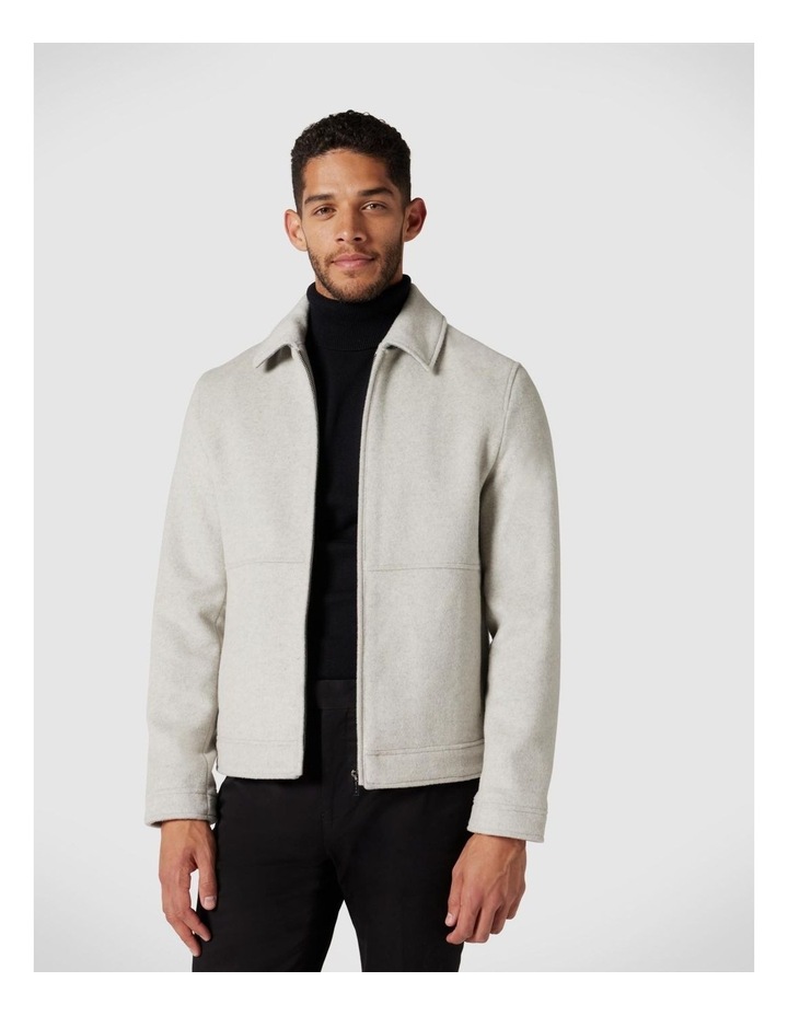 Wool-blend Harrington Jacket in Stone