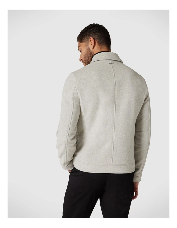Wool-blend Harrington Jacket in Stone image 4