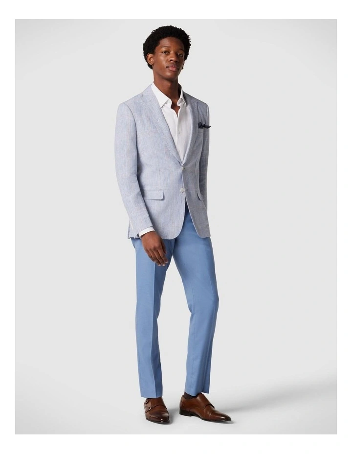 Slim Fit Check Tailored Blazer in Blue Check image 1